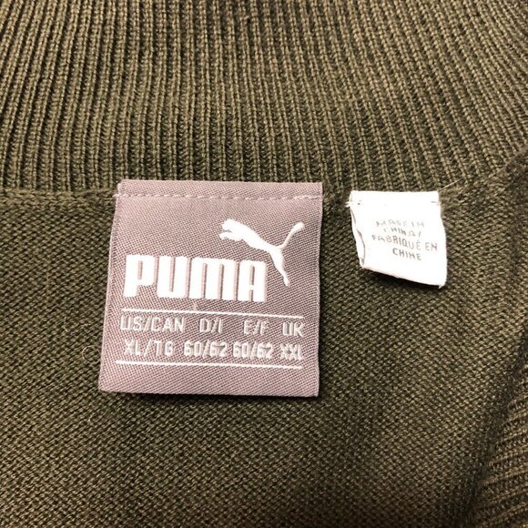 Puma Navy & Olive Green Striped Quarter Zip Long Sleeve Pullover Sweater XL - Picture 3 of 8